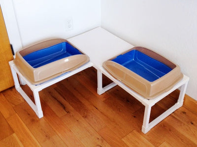 Two XL Litter Pans Corner Unit